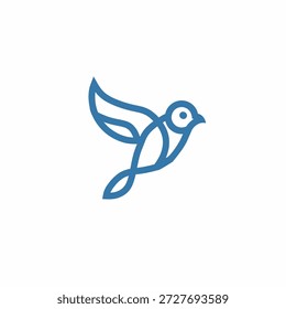 Logotipo de Vector de mascota de pájaro monoline 