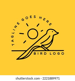 Monoline Bird Vector Logo, Animal Pet vintage badge, creative luxury emblem Design