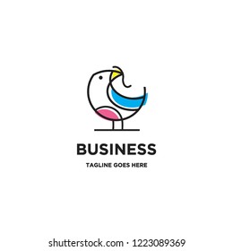 Monoline Bird And Worm Logo Icon Vector