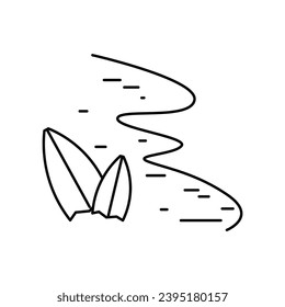 monoline black beach icon on a white background
