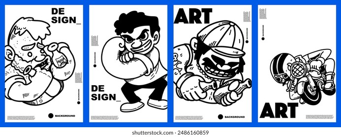 monoline black and white background for design, background, banner, poster, etc