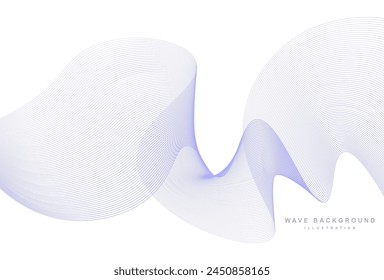 Monoline blue flowing waves white background