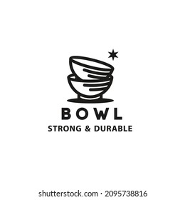 monoline bowl stacked with stars. strong and durable dining holder for minimalist label logo design