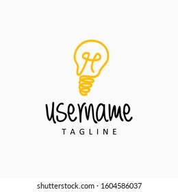 monoline bulb logo design inspiration . monoline lamp logo design template . lightbulb icon design inspiration