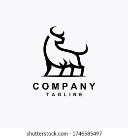 monoline bull logo. luxury design. vector icon illustration