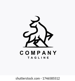 monoline bull logo. luxury design. vector icon illustration