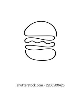 hamburguesa de monolina. El logo de la hamburguesa de aspecto agradable. logotipo de burger para restaurantes Dibujo de línea única ilustración vectorial gráfico