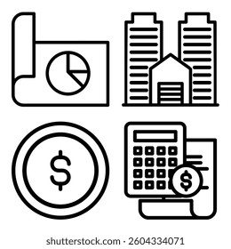 Monoline Business Money Saving Icons Accounting