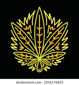 Monoline Cannabis Leaf Vector Graphic Design illustration Emblem Symbol and Icon