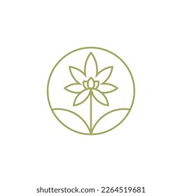 monoline cannabis tree logo, simple, minimalist leaf logo