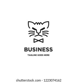 monoline cat face logo icon vector