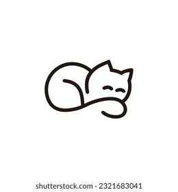 Monoline cat logo design illustration