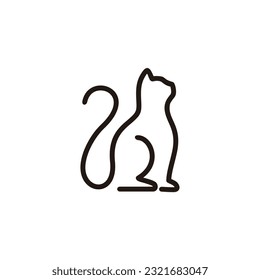Monoline cat logo design illustration