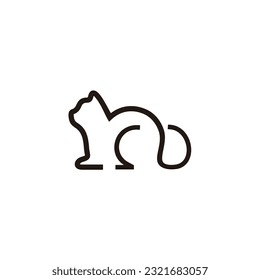 Monoline cat logo design illustration