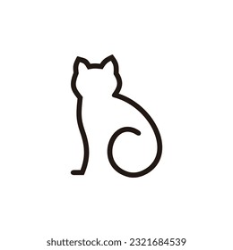 Monoline cat logo design illustration