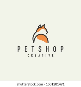 monoline cat logo-vector illustration on a light background