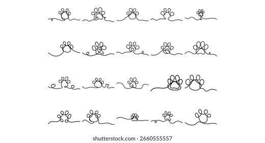 Monoline Cat Paw Vector Collection