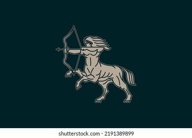 monoline centaur illustration shooting target