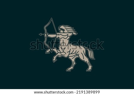 monoline centaur illustration shooting target