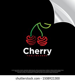 monoline cherry logo. modern design. vector icon illustration