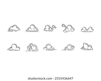 Monoline Cloud Design Element Set