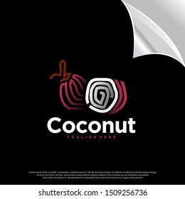 monoline coconut logo. modern design. vector icon illustration