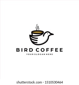 monoline coffee bird logo design
