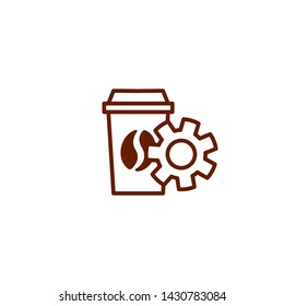 monoline Coffee gear icon logo template