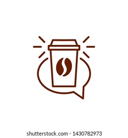 monoline Coffee talk icon logo template