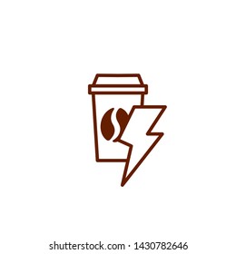 monoline Coffee thunder icon logo template
