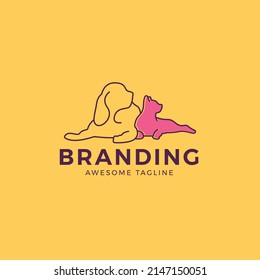 Monoline Colored Dog Logo Template