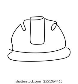 Monoline Construction Helmet Icon. Simple Line Construction Hat Icon. Minimalist Worker Safety Helmet Vector.