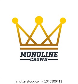 Monoline Crown icon, Creative crown logo icon, minimalis crown symbol icon