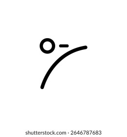 Uma curva monocromática com um ponto de controlo final, que representa uma função de animação de atenuação. Isolado em um fundo branco.