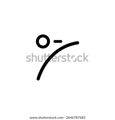 A monoline curve with an ending control point, representing an ease-out animation function. Isolated on a white background.