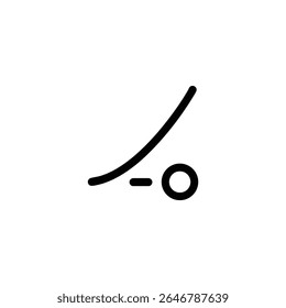 Uma curva monocromática com um ponto de controlo inicial, que representa uma função de animação de atenuação. Isolado em um fundo branco.