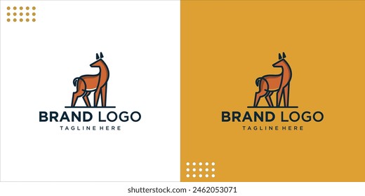 Monoline Deer Flat Line Art Logo Design, Design Inspiration, Illustration, Vector