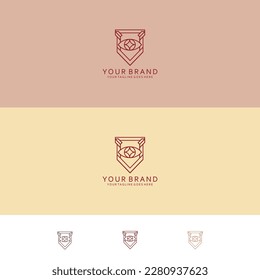 Monoline design pattern with eye visualization forms that are line shield ornaments and minimalism