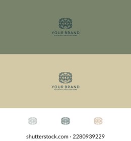 Monoline design pattern with eye visualization form that unique curved ornaments balanced and minimalist