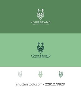 Monoline design pattern with Fox visualization in the form of expression in the middle of geometric and minimalist