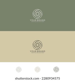 Monoline design pattern with gear visualization shape that is focal circle ornament and minimalist