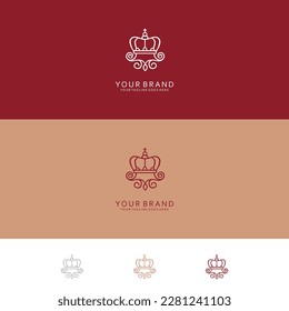 The monoline design pattern with the shape of crown visualization has minimalist and minimalist ornaments