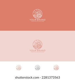 Monoline design pattern with sunny weather visualization shining brightly on each side and minimalist