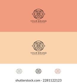 Monoline design pattern with tiger visualization form has strong taper arrow ornaments and minimalism