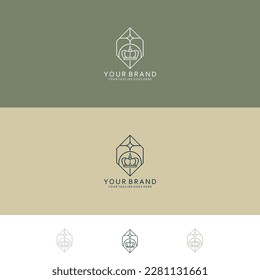 Monoline design patterns with visualization forms have simple and minimalist line crown ornaments