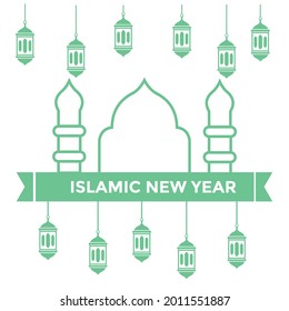 Monoline design style of islamic new year 2021