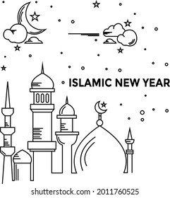 Monoline design style of islamic new year 2021