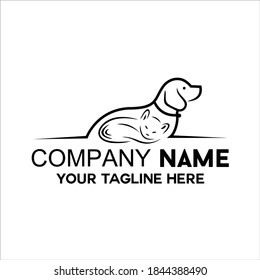 monoline dog and cat logo vector