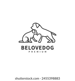 monoline dog vector logo design for dogs lovers