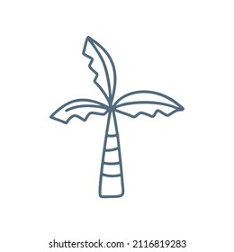 Ilustración de palmera de la línea de doodle monoline en estilo vector escandinavo. Icono dibujado a mano. Ilustración educada de los niños sobre fondo blanco.